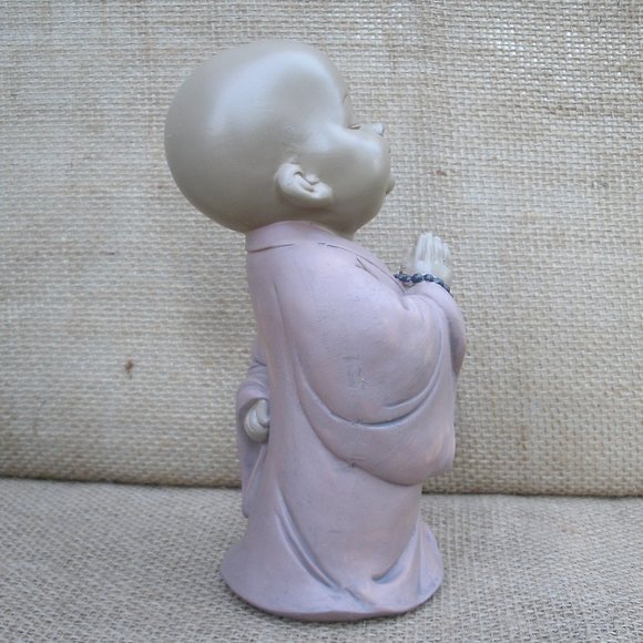 Standing Buddhist Monk with Mala Resin Figurine - Picture 3 of 16